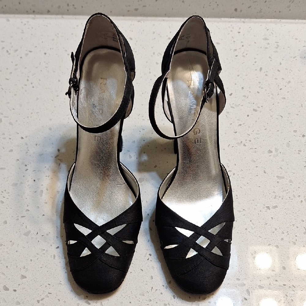 Black Mary Jane Heels with Ankle Strap